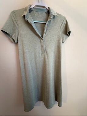 Outdoor Voices Heathered Sage Polo Shirt Dress
